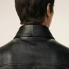 Chaqueta con cremallera de piel de cordero negra Chaqueta con cremallera de piel de cordero negra