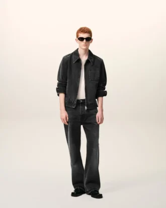 Chaqueta con cremallera Tonal Ami de Coeur en algodón negro a tono