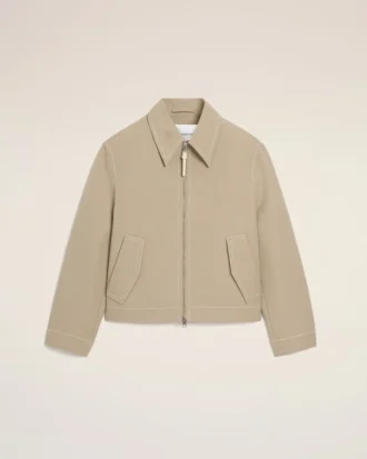 Chaqueta de algodón beige con cremallera Chaqueta de algodón beige con cremallera