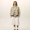 Chaqueta de algodón beige con cremallera Chaqueta de algodón beige con cremallera