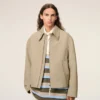 Chaqueta de algodón beige con cremallera Chaqueta de algodón beige con cremallera