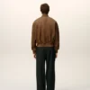 Chaqueta de cuero marrón con cremallera Chaqueta de cuero marrón con cremallera