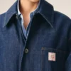 Chaqueta de trabajo Ami Paris Heritage Label de algodón azul Chaqueta de trabajo Ami Paris Heritage Label de algodón azul