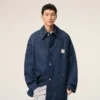 Chaqueta de trabajo Ami Paris Heritage Label de algodón azul Chaqueta de trabajo Ami Paris Heritage Label de algodón azul