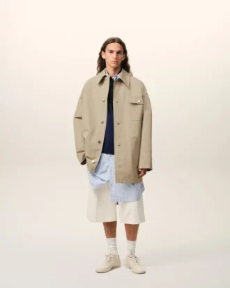 Chaqueta de trabajo de algodón beige