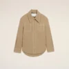 Chaqueta de trabajo de algodón beige con botones Chaqueta de trabajo de algodón beige con botones