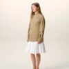 Chaqueta de trabajo de algodón beige con botones Chaqueta de trabajo de algodón beige con botones