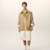 Chaqueta de trabajo de algodón beige con botones Chaqueta de trabajo de algodón beige con botones