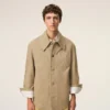 Chaqueta de trabajo de algodón beige con botones Chaqueta de trabajo de algodón beige con botones