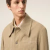Chaqueta de trabajo de algodón beige con botones Chaqueta de trabajo de algodón beige con botones