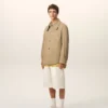 Chaqueta de trabajo de algodón beige con botones Chaqueta de trabajo de algodón beige con botones