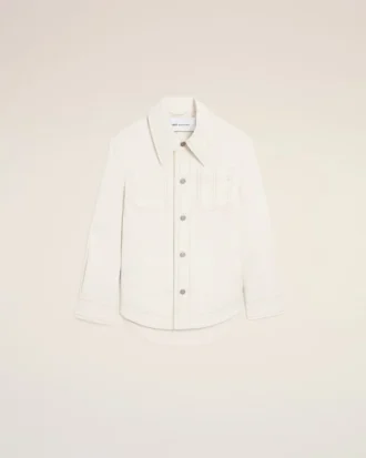 Chaqueta de trabajo de algodón blanco con botones