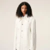 Chaqueta de trabajo de algodón blanco con botones Chaqueta de trabajo de algodón blanco con botones