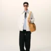 Chaqueta de trabajo de algodón blanco con botones Chaqueta de trabajo de algodón blanco con botones