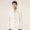 Chaqueta de trabajo de algodón blanco con botones Chaqueta de trabajo de algodón blanco con botones