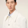 Chaqueta de trabajo de algodón blanco con botones Chaqueta de trabajo de algodón blanco con botones