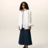 Chaqueta de trabajo de algodón blanco con botones Chaqueta de trabajo de algodón blanco con botones