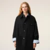Chaqueta de trabajo de lana nueva negra