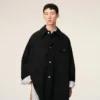 Chaqueta de trabajo de lana nueva negra