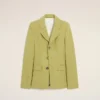 Chaqueta entallada de lana nueva verde de un solo pecho Chaqueta entallada de lana nueva verde de un solo pecho