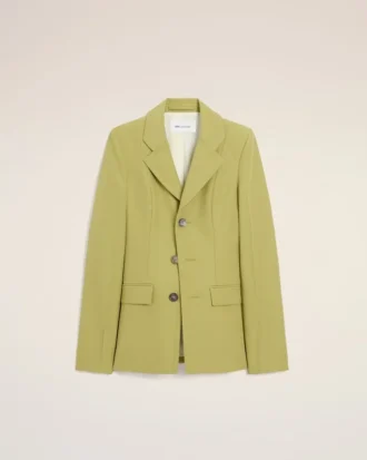 Chaqueta entallada de lana nueva verde de un solo pecho
