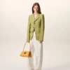 Chaqueta entallada de lana nueva verde de un solo pecho Chaqueta entallada de lana nueva verde de un solo pecho