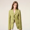 Chaqueta entallada de lana nueva verde de un solo pecho Chaqueta entallada de lana nueva verde de un solo pecho