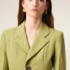 Chaqueta entallada de lana nueva verde de un solo pecho Chaqueta entallada de lana nueva verde de un solo pecho