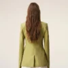 Chaqueta entallada de lana nueva verde de un solo pecho Chaqueta entallada de lana nueva verde de un solo pecho