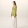 Chaqueta entallada de lana nueva verde de un solo pecho Chaqueta entallada de lana nueva verde de un solo pecho