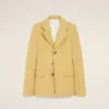 Chaqueta entallada de lana virgen amarilla con botonadura sencilla Chaqueta entallada de lana virgen amarilla con botonadura sencilla