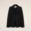Chaqueta entallada de lana virgen negra de botonadura sencilla Chaqueta entallada de lana virgen negra de botonadura sencilla