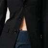 Chaqueta entallada de lana virgen negra de botonadura sencilla Chaqueta entallada de lana virgen negra de botonadura sencilla