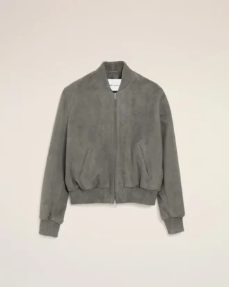 Chaqueta gris con cremallera de piel de cabra Ami de Coeur