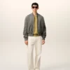 Chaqueta gris con cremallera de piel de cabra Ami de Coeur Chaqueta gris con cremallera de piel de cabra Ami de Coeur