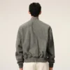 Chaqueta gris con cremallera de piel de cabra Ami de Coeur Chaqueta gris con cremallera de piel de cabra Ami de Coeur