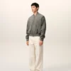 Chaqueta gris con cremallera de piel de cabra Ami de Coeur Chaqueta gris con cremallera de piel de cabra Ami de Coeur