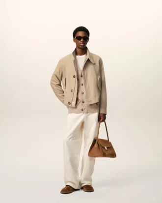 Chaqueta Harrington de lana nueva en color beige