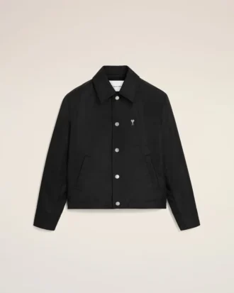 Chaqueta negra de nailon Ami de Coeur con botones de presión
