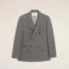 Chaqueta recta de doble botonadura en lana virgen gris Chaqueta recta de doble botonadura en lana virgen gris