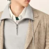 Chaqueta recta de lana marrón con estampado Príncipe de Gales Chaqueta recta de lana marrón con estampado Príncipe de Gales
