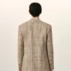 Chaqueta recta de lana marrón con estampado Príncipe de Gales Chaqueta recta de lana marrón con estampado Príncipe de Gales