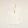 Chaqueta recta de un solo botonero en mezcla de lino blanco Chaqueta recta de un solo botonero en mezcla de lino blanco