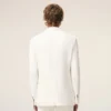 Chaqueta recta de un solo botonero en mezcla de lino blanco Chaqueta recta de un solo botonero en mezcla de lino blanco