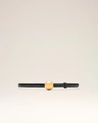 Cinturón fino de piel de vacuno negro