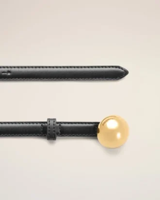 Cinturón fino de piel de vacuno negro