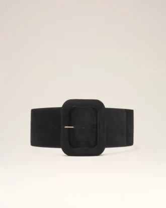 Cinturón grande de piel de vaca negra
