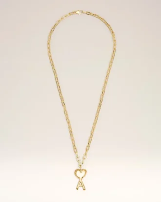 Collar Ami de Coeur de latón dorado martillado