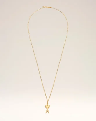 Collar Ami de Coeur de latón dorado martillado fino