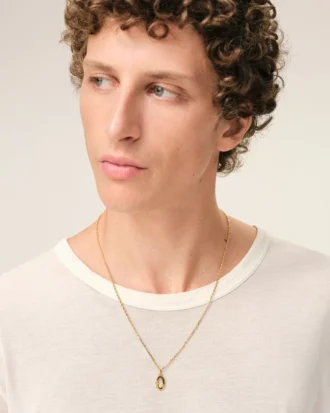 Collar con colgante «0» de latón dorado martillado